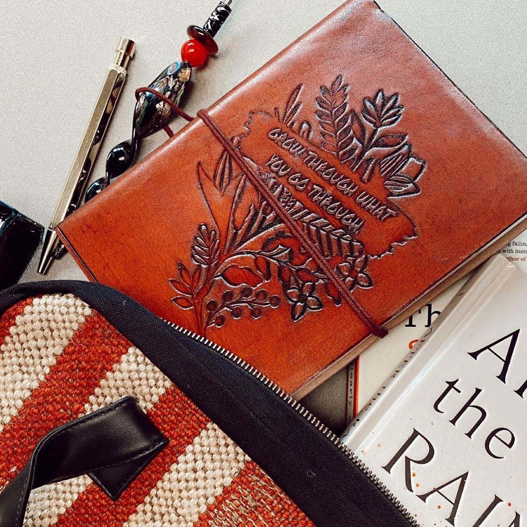 Handcrafted notebook embossed with powers - designed for your perfect healing partner, reminding you that every challenge in life holds an opportunity for evolution and new beginnings