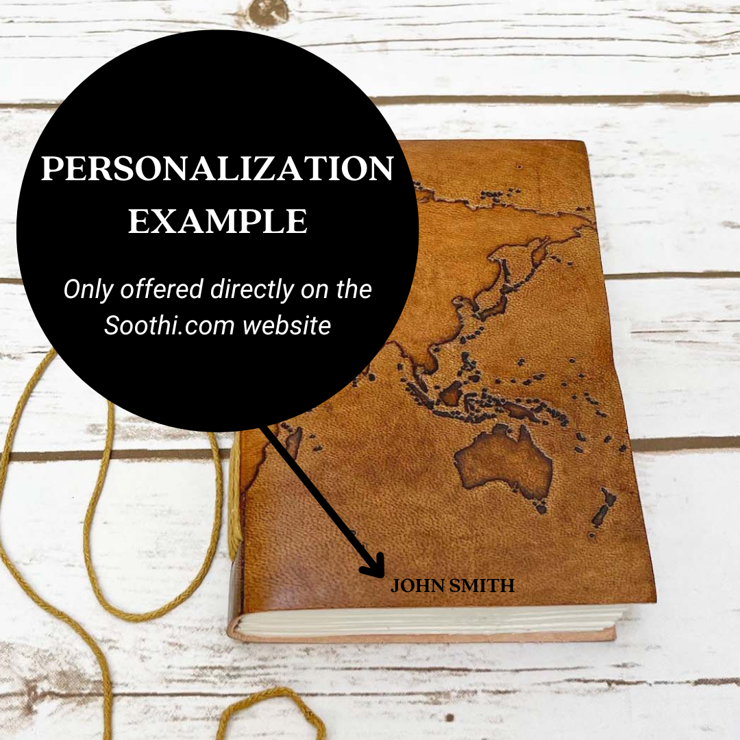 Vintage-style world map leather journal – ideal gift for travelers, writers, and geography lovers