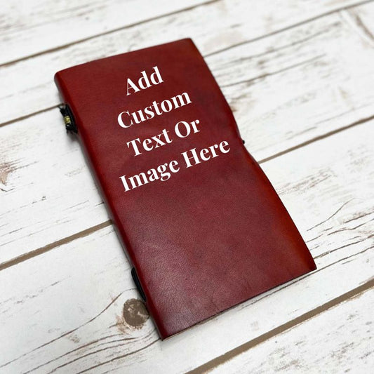 Soothi travel leather journal – personalize your adventure companion with names, quotes, or coordinates for meaningful journeys and lasting memories