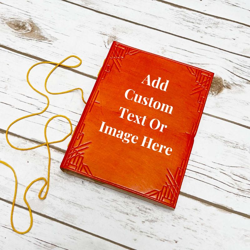 Custom Leather Journals - Lined, Orange Tone 8x6