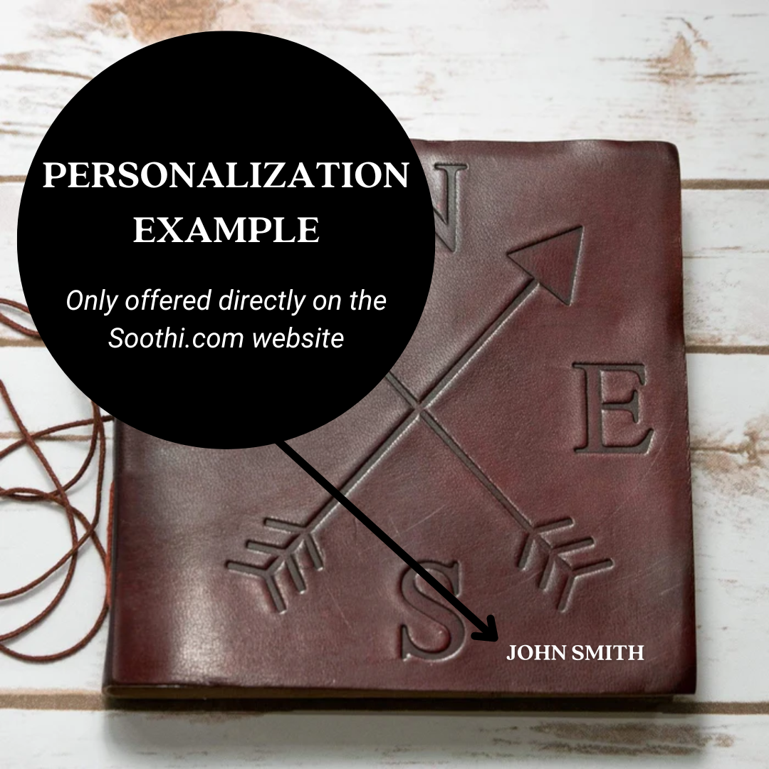 Leather journal embossed with compass – handcrafted travel-inspired journal for adventurers, writers, and seekers of direction