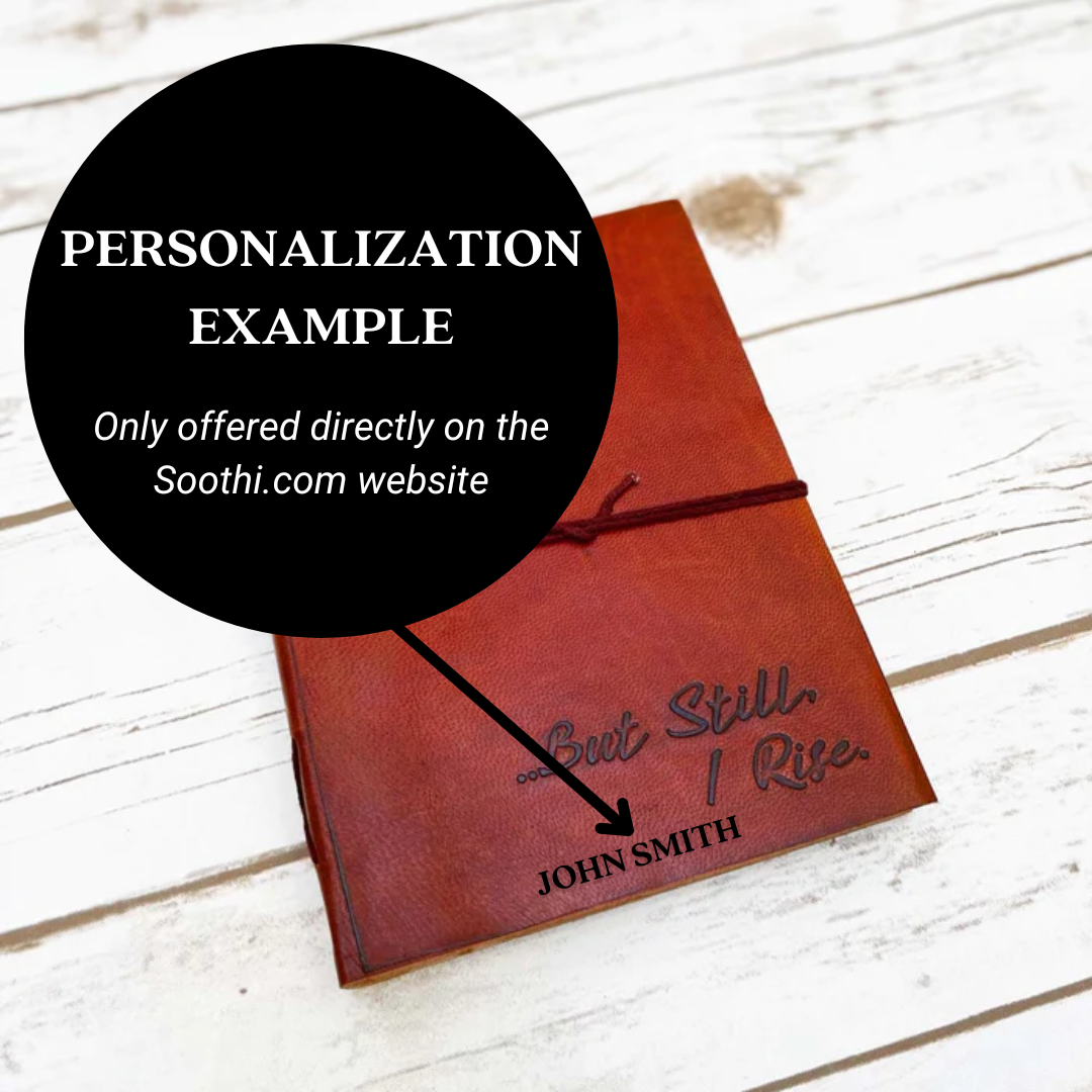 Hand-stitched leather journal with soul-stirring quote – perfect for gratitude logs, reflections, and daily intentions