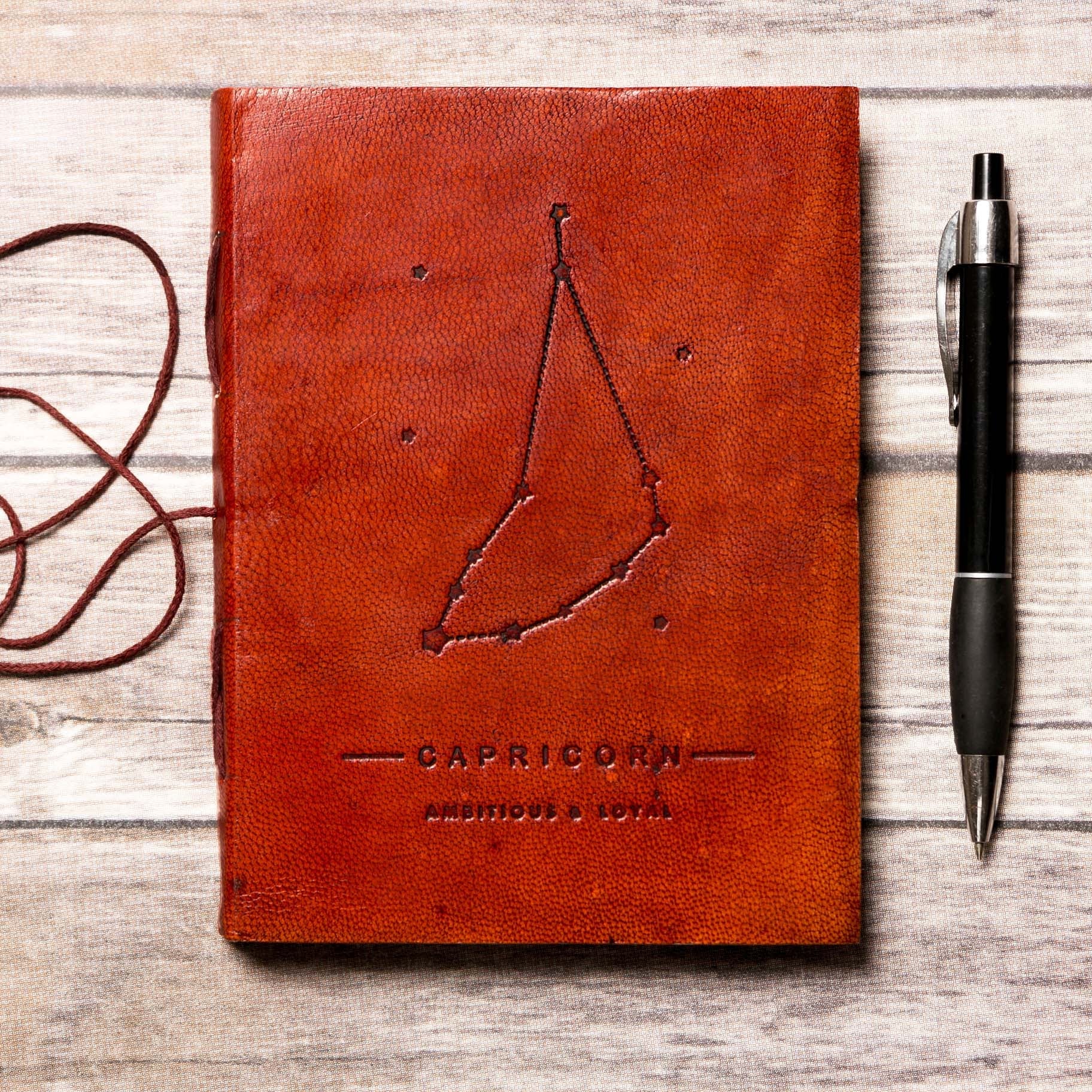 Astrology journal in leather cover – beautifully crafted for writing about your zodiac journey and planetary alignments