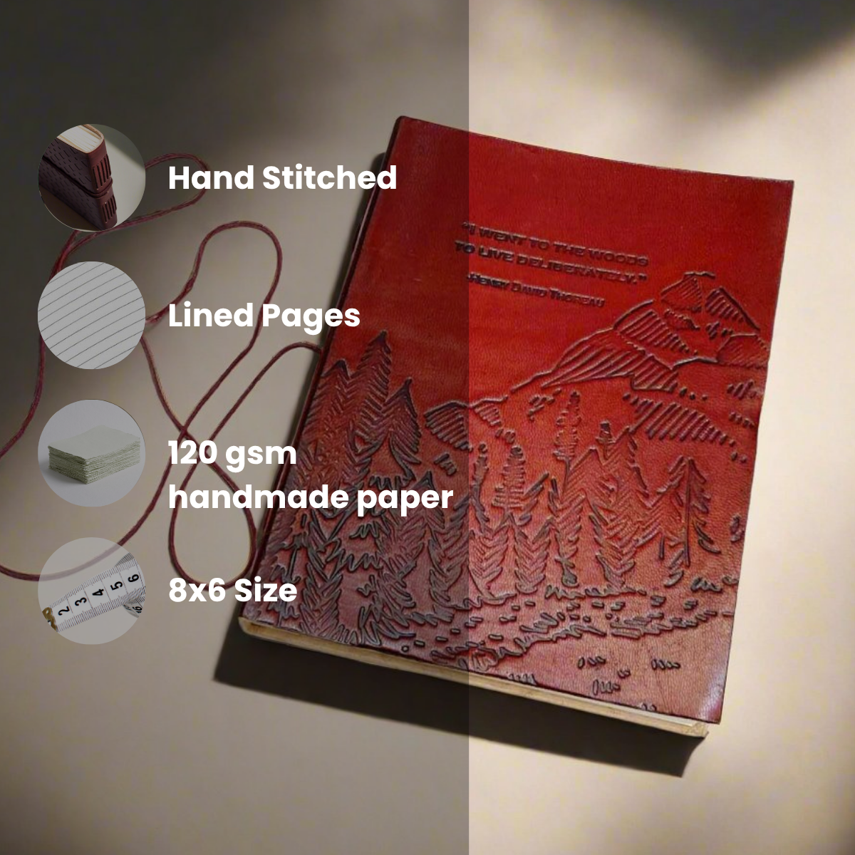 Henry David Thoreau Leather Journal - "I Went to the Woods to Live Deliberately"