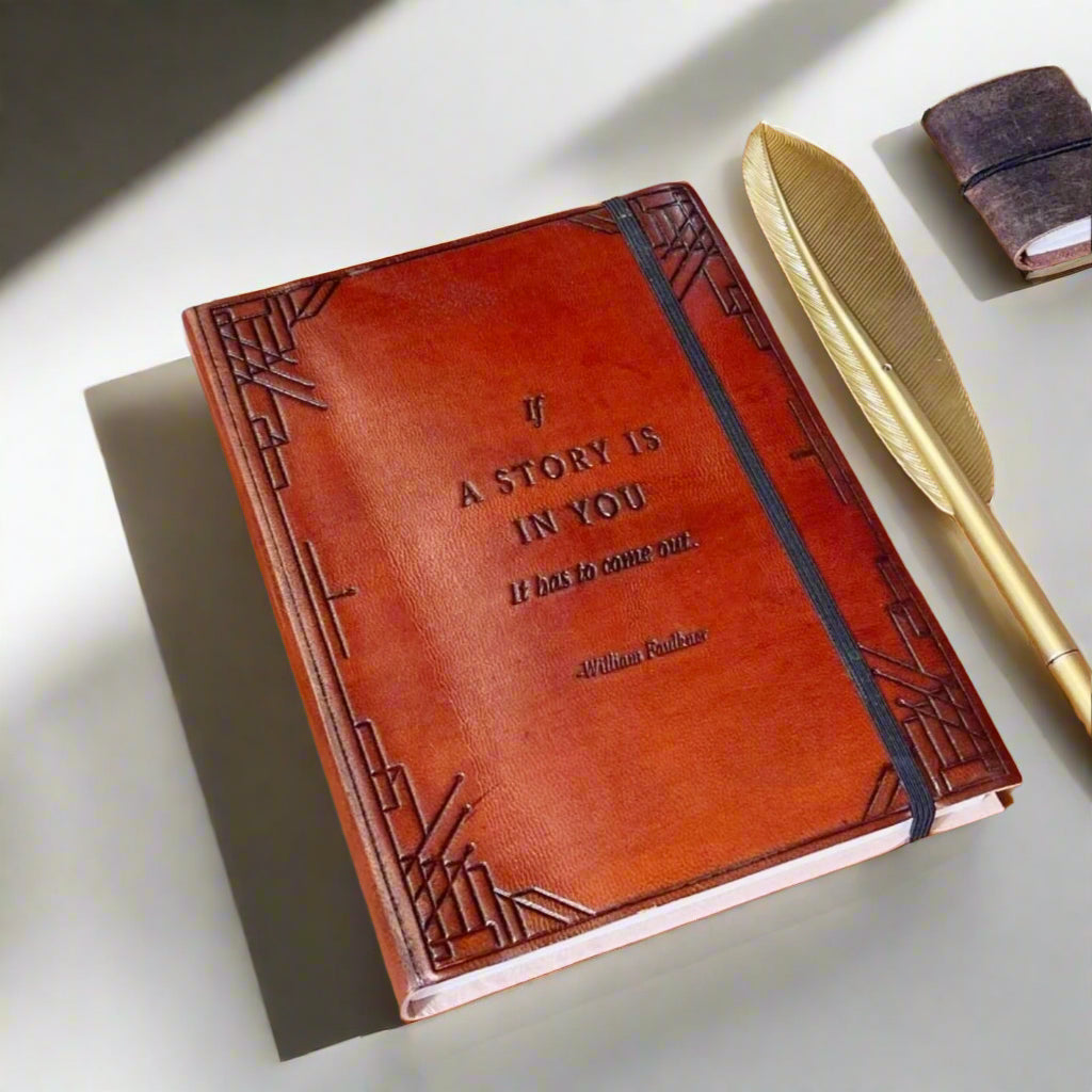 "If A Story" Leather Journal - Elastic Band