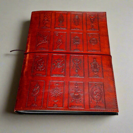 Celestial tarot-themed journal – mystical, handcrafted notebook for spiritual journaling, divination notes, and moon magic