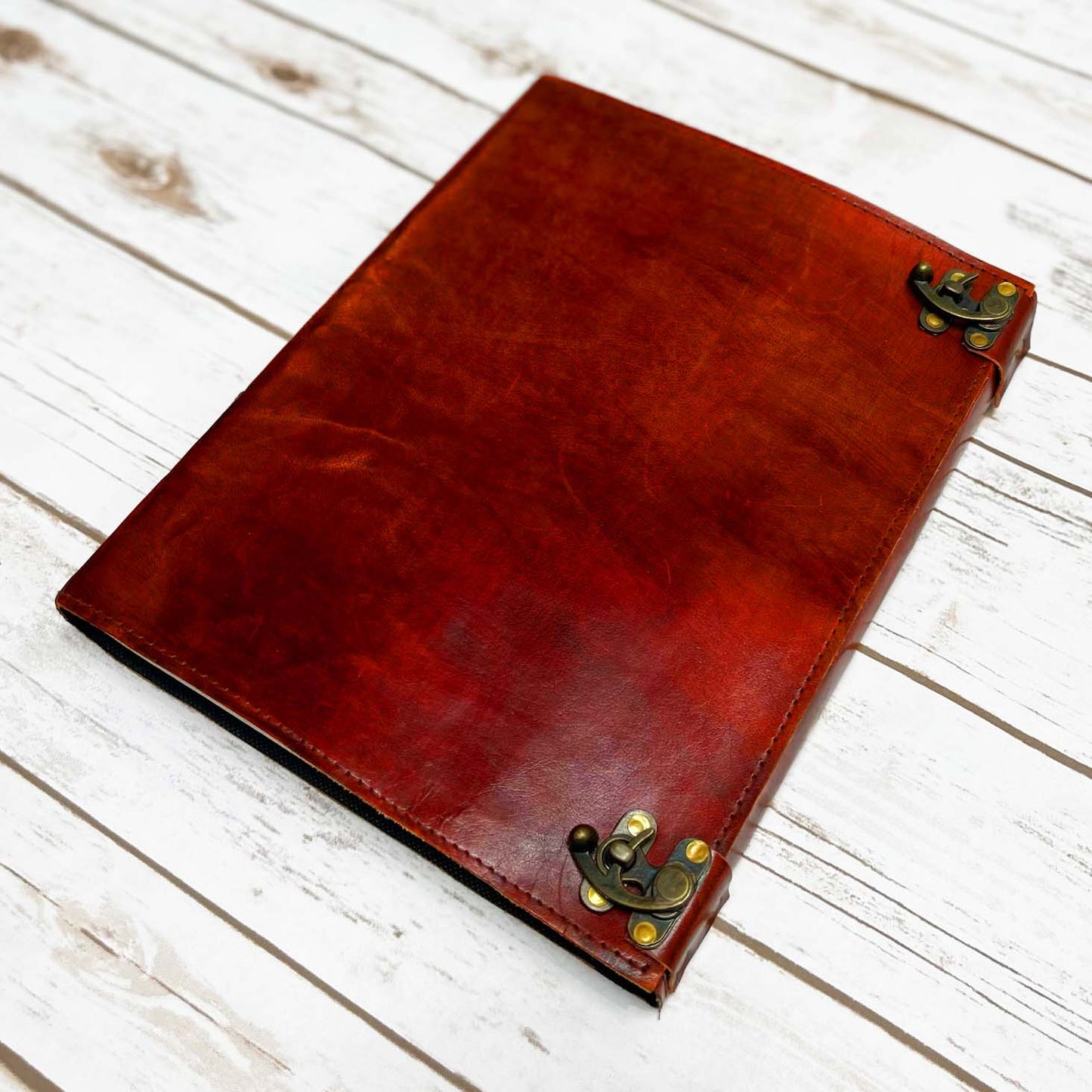 CUSTOM - FLOWER CHART: 10x13 Leather Journal With Latch