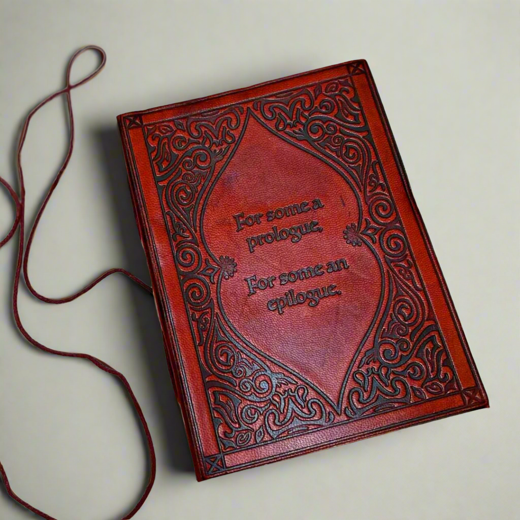Handmade leather journal by Soothi engraved with uplifting quote – ideal for gratitude journaling, personal growth, and beautiful writings
