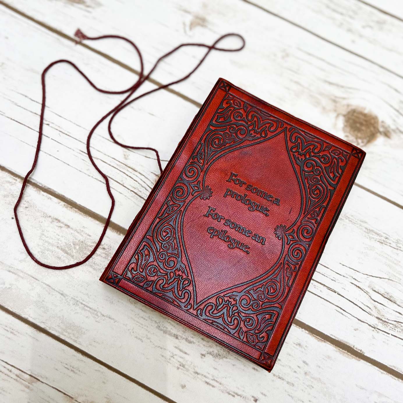 Handmade leather journal by Soothi engraved with uplifting quote – ideal for gratitude journaling, personal growth, and beautiful writings