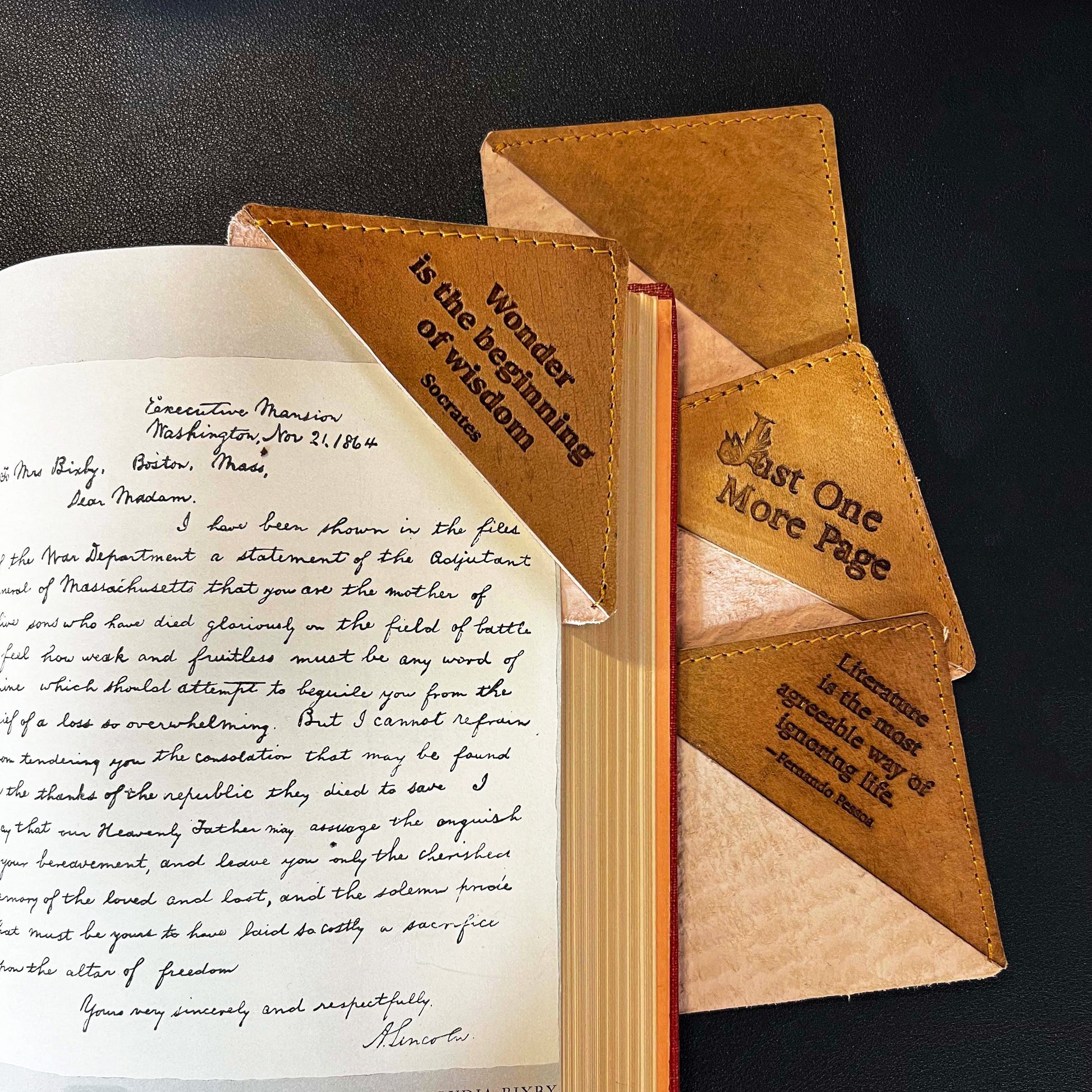 Rustic leather bookmark with quote design – perfect companion for journals, novels, and gifting