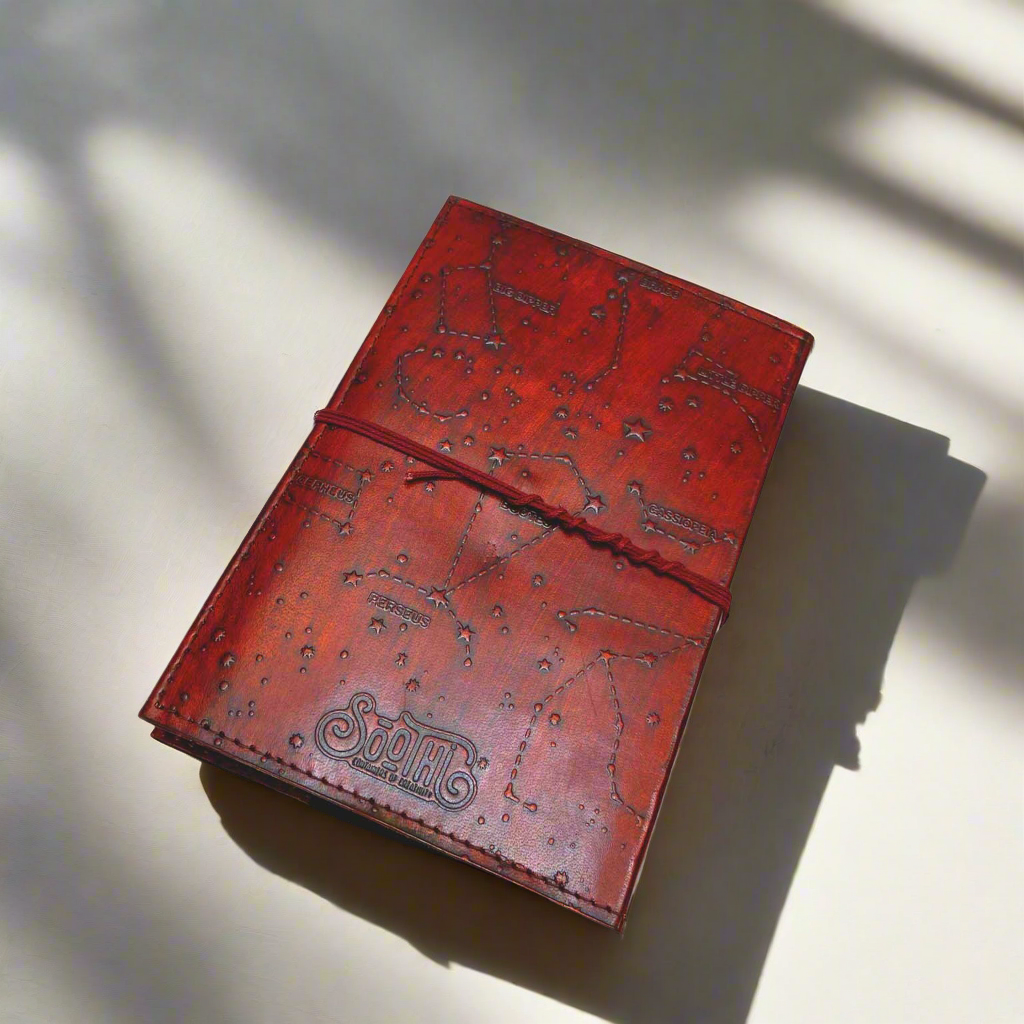 Rustic leather journal with natural stones – a meaningful gift for meditation, journaling, and inner clarity