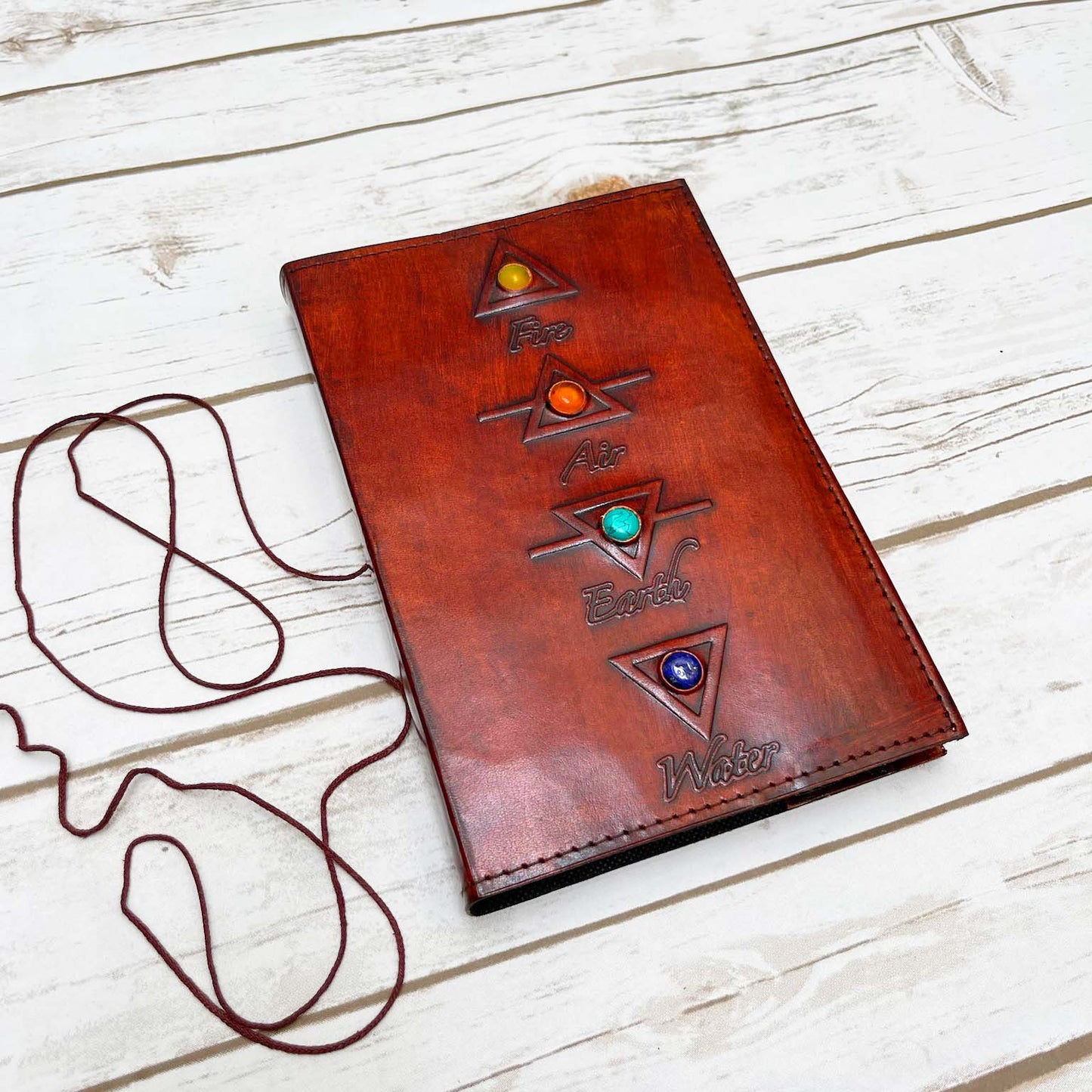Rustic leather journal with natural stones – a meaningful gift for meditation, journaling, and inner clarity