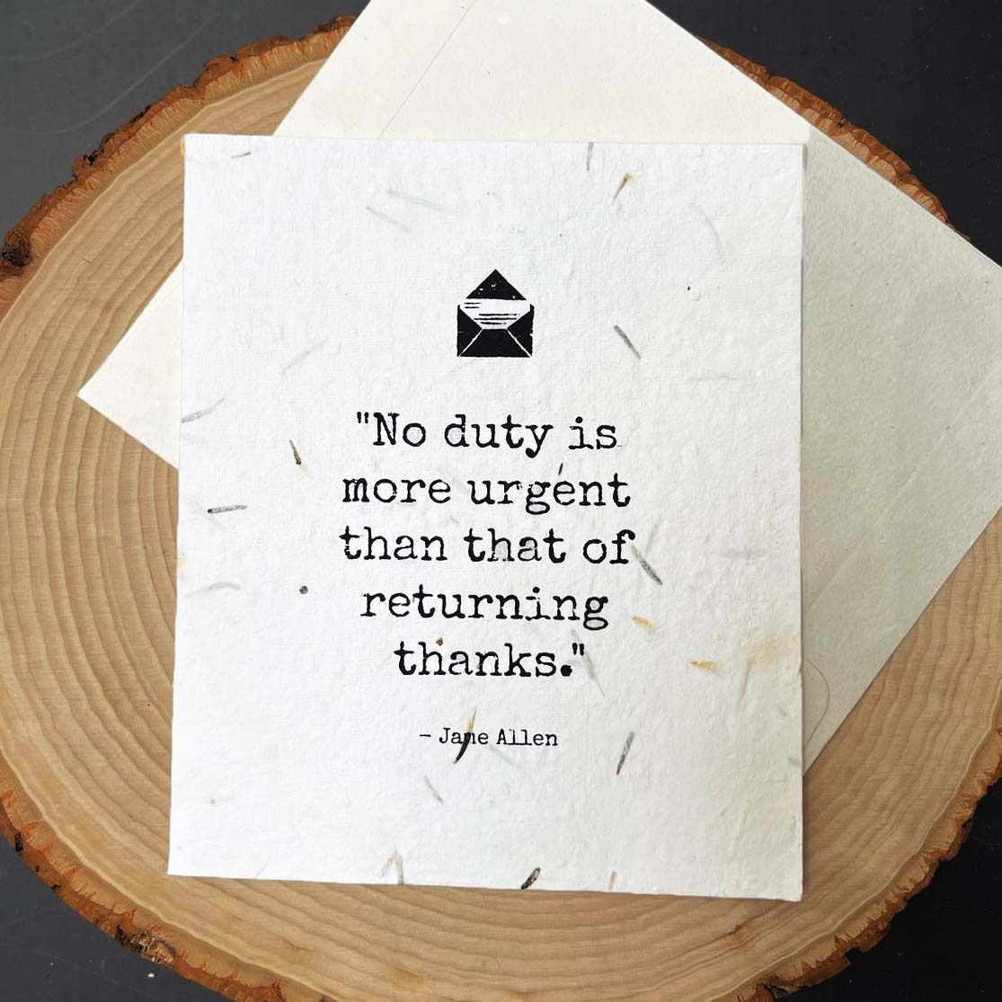 James Allen, Thank You Card