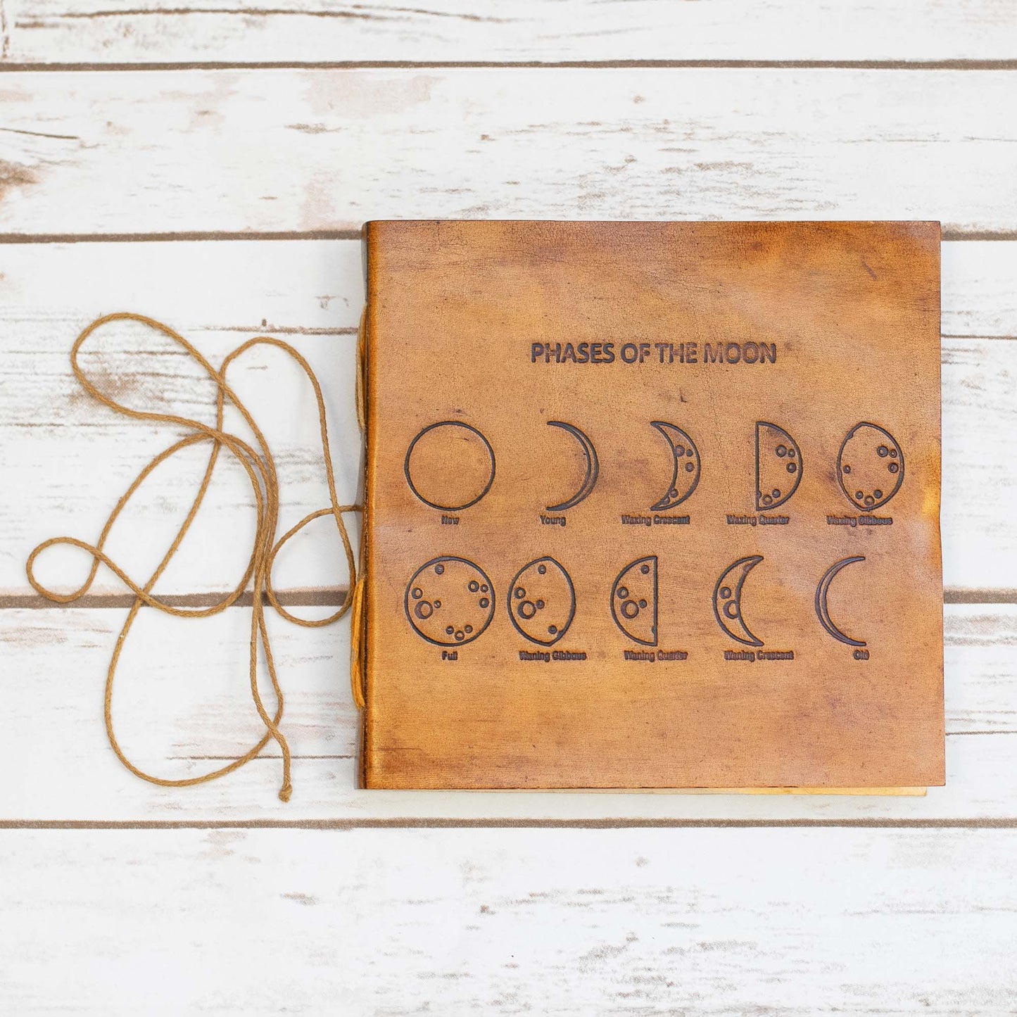 Moon Phases 7x7 Artists Embossed Leather Journal