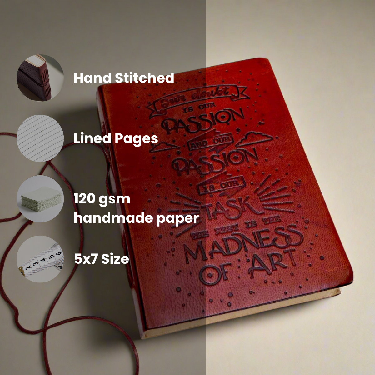 Henry James Quote Leather Journal - "Our Doubt is Our Passion" for Artists & Writers