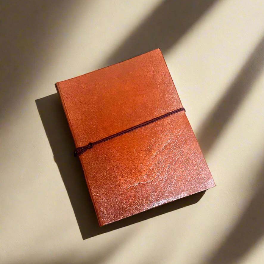 Handcrafted Plain Leather Journal with Wrap Closure – Classic Brown