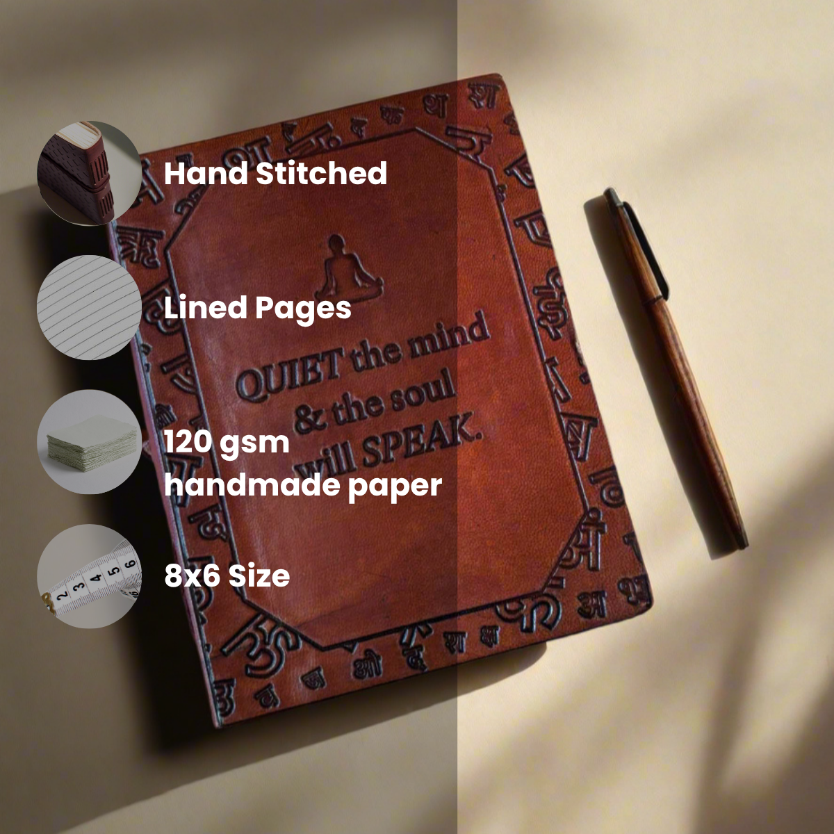 Quiet the Mind Leather Journal - Mindfulness & Spiritual Growth