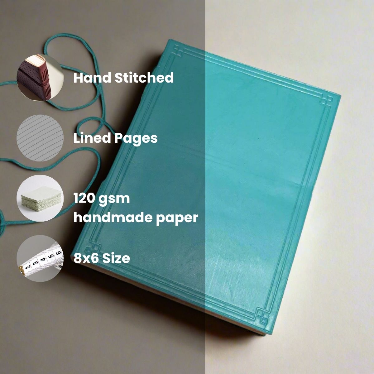 Bespoke leather journal – front cover customization available for logos, symbols, and special messages