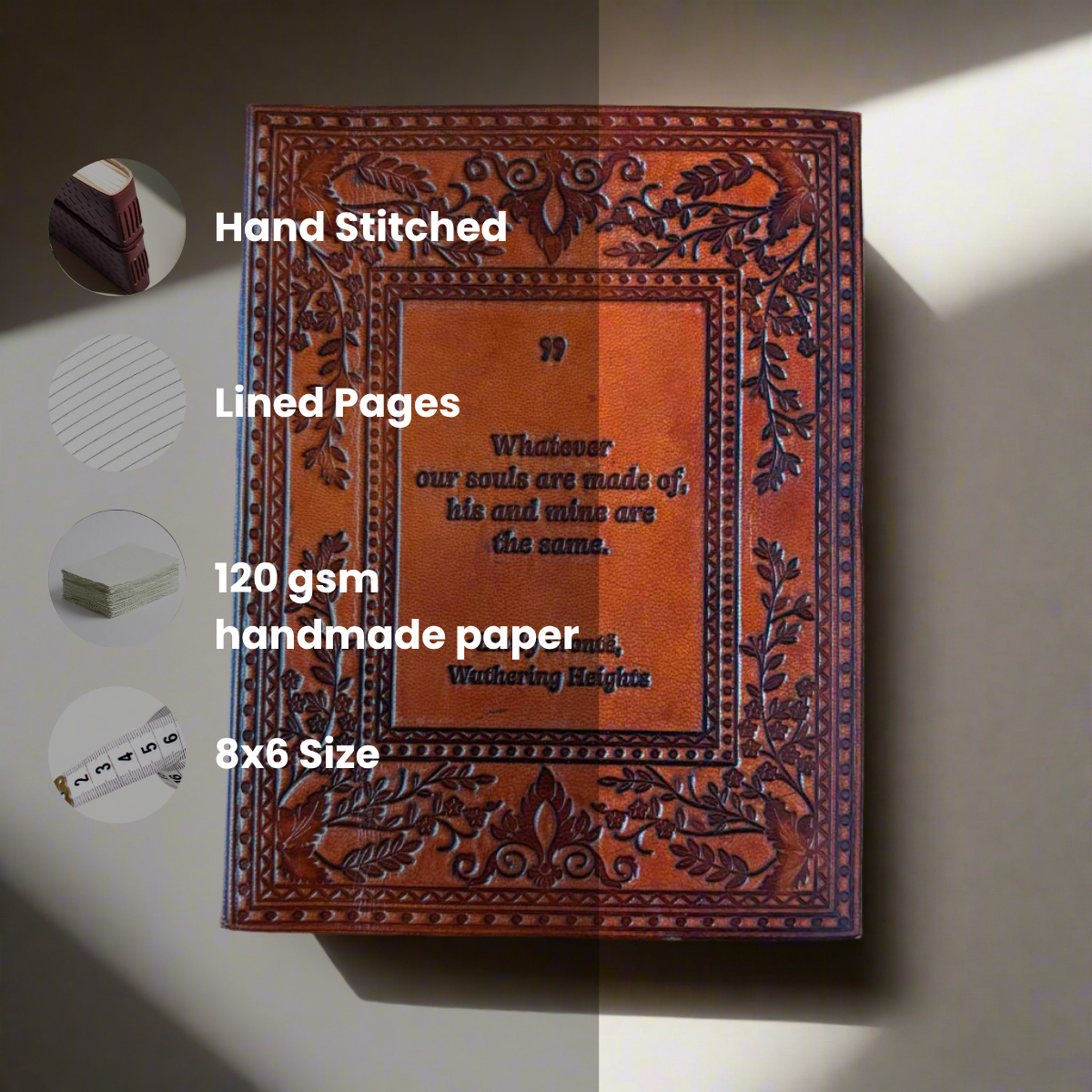 Emily Brontë "Wuthering Heights" Leather Journal - Timeless Romance & Souls Unite