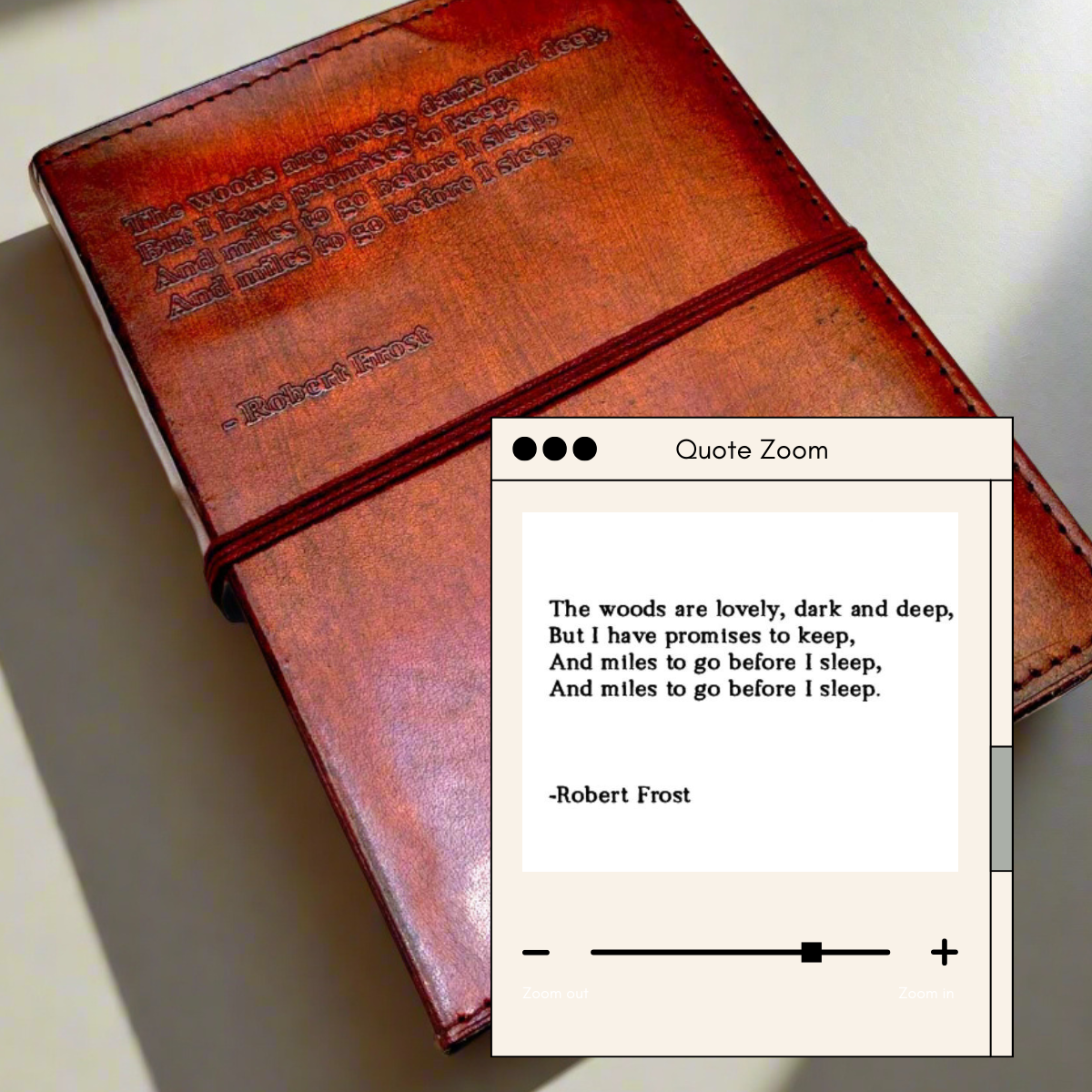 Inspiration-engraved leather notebook – handmade journal for affirmations, planning, or artistic journaling