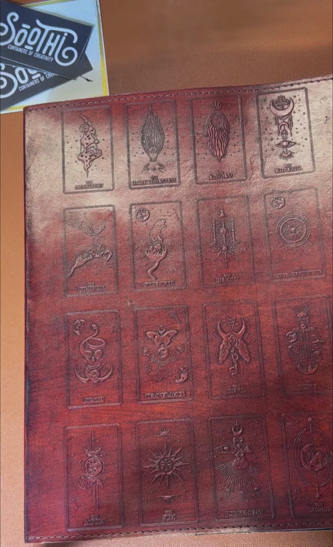 Celestial tarot-themed journal – mystical, handcrafted notebook for spiritual journaling, divination notes, and moon magic