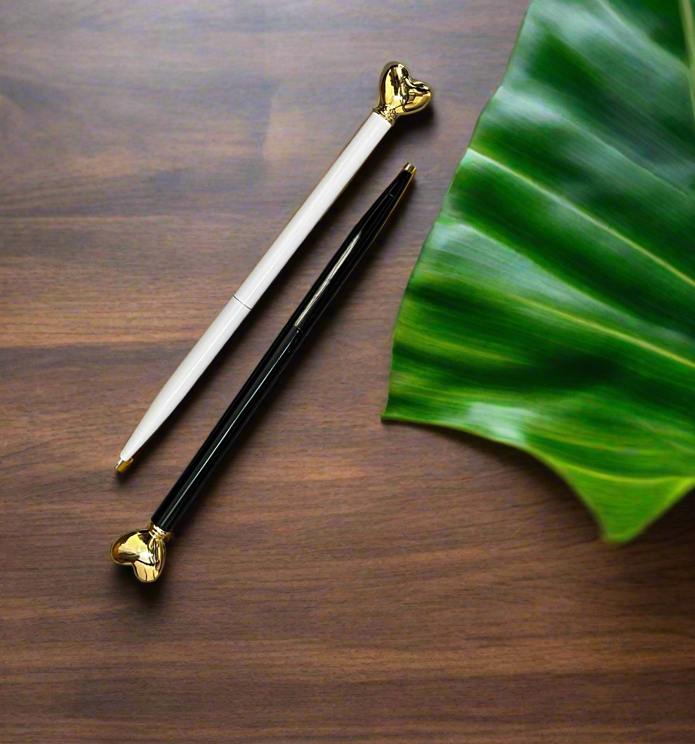 Minimalist cute pen with heart shape – sleek, durable, and refillable for zero-waste writing