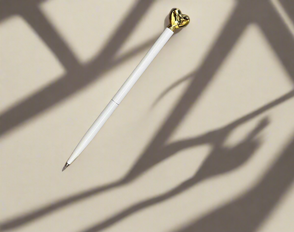 Minimalist cute pen with heart shape – sleek, durable, and refillable for zero-waste writing