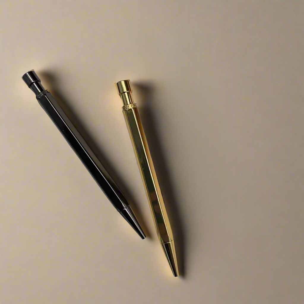 Soothi elegant retractable brass pen – metallic gold and silver for a refined writing experience