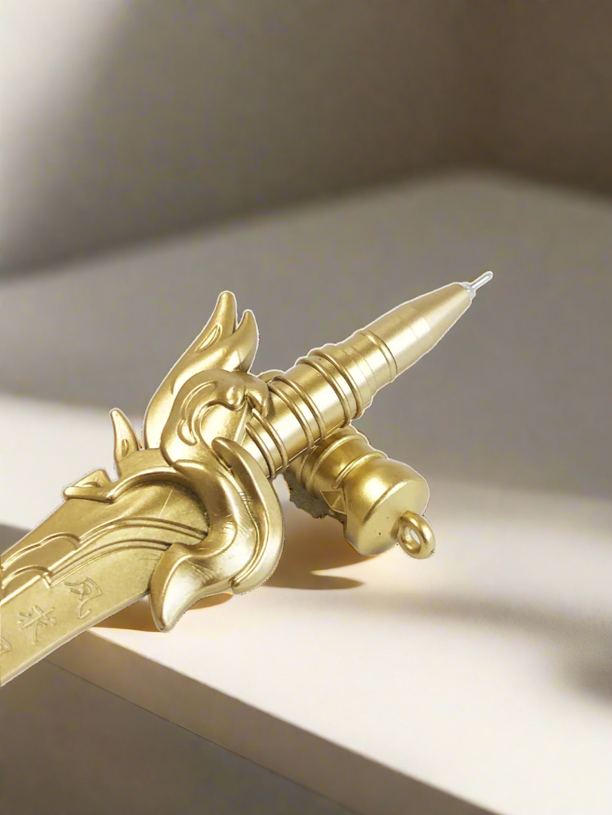 Elegant sword pen in gold and silver – metallic finish for epic note-taking adventures