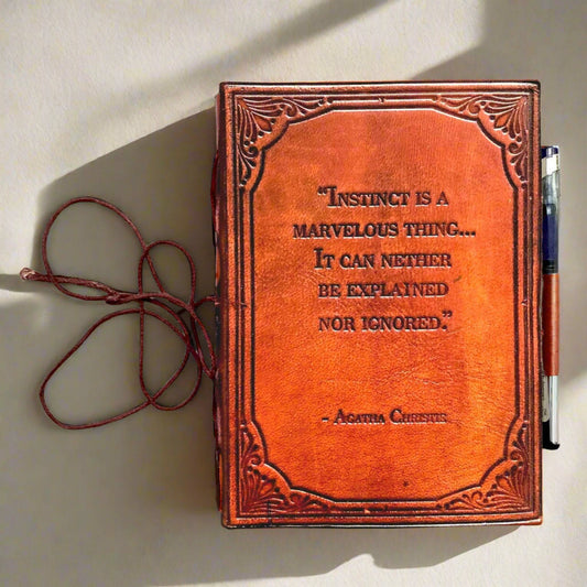 Vintage-style leather notebook engraved with quote – rustic charm for dreamers, writers, and wanderers