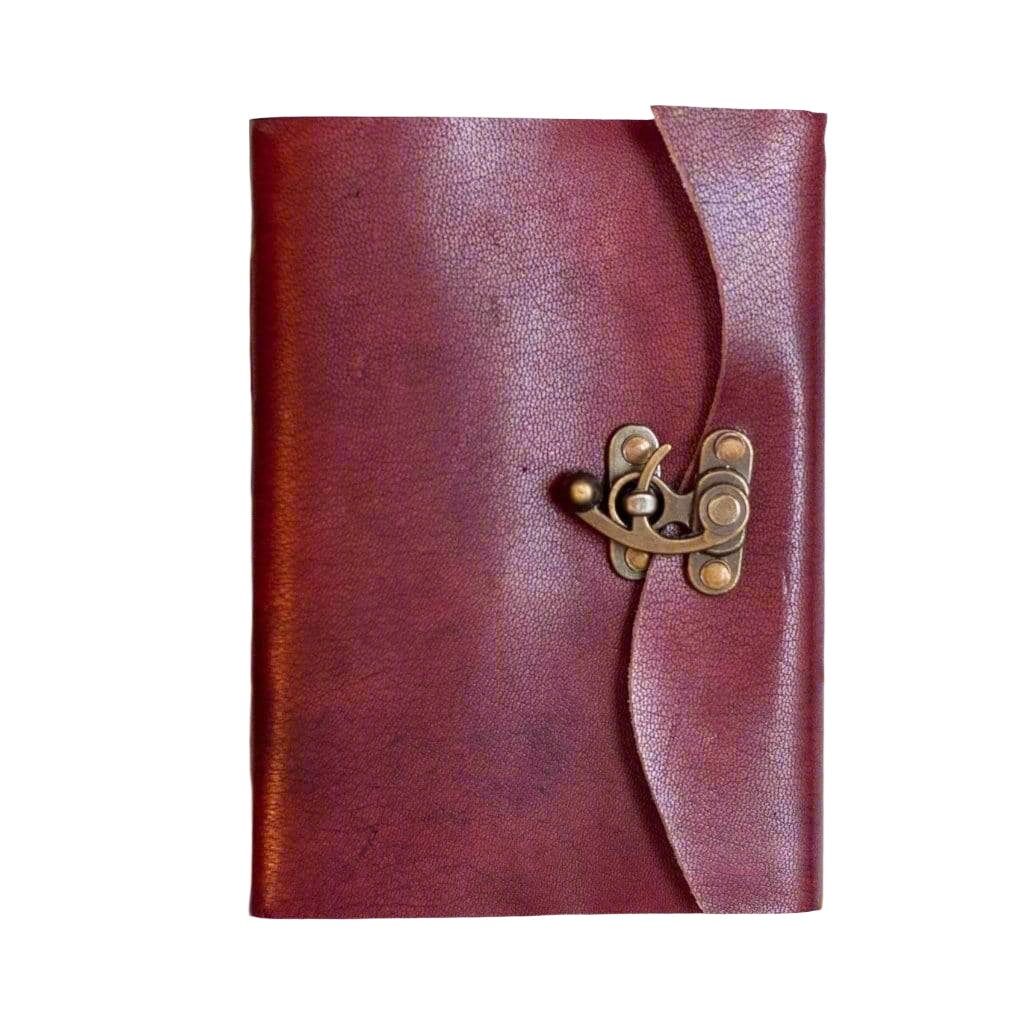 Rustic leather-bound journal with latch – handcrafted, old-world style notebook for writing, sketching, and timeless journaling