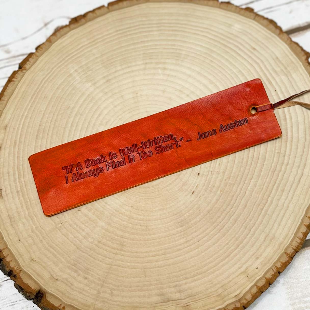 Soothi handcrafted leather bookmark with inspirational quote – timeless, durable, and perfect for thoughtful reading moments