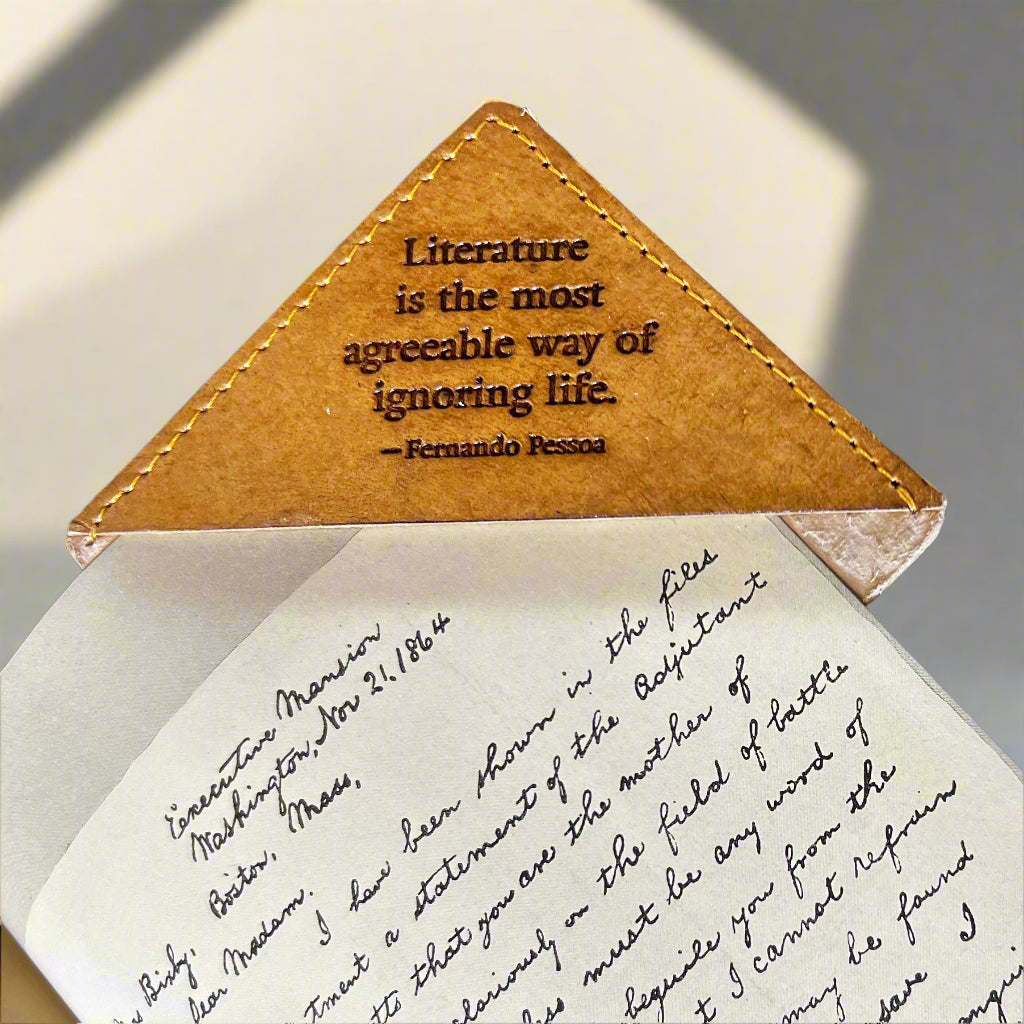 Rustic leather bookmark with quote design – perfect companion for journals, novels, and gifting