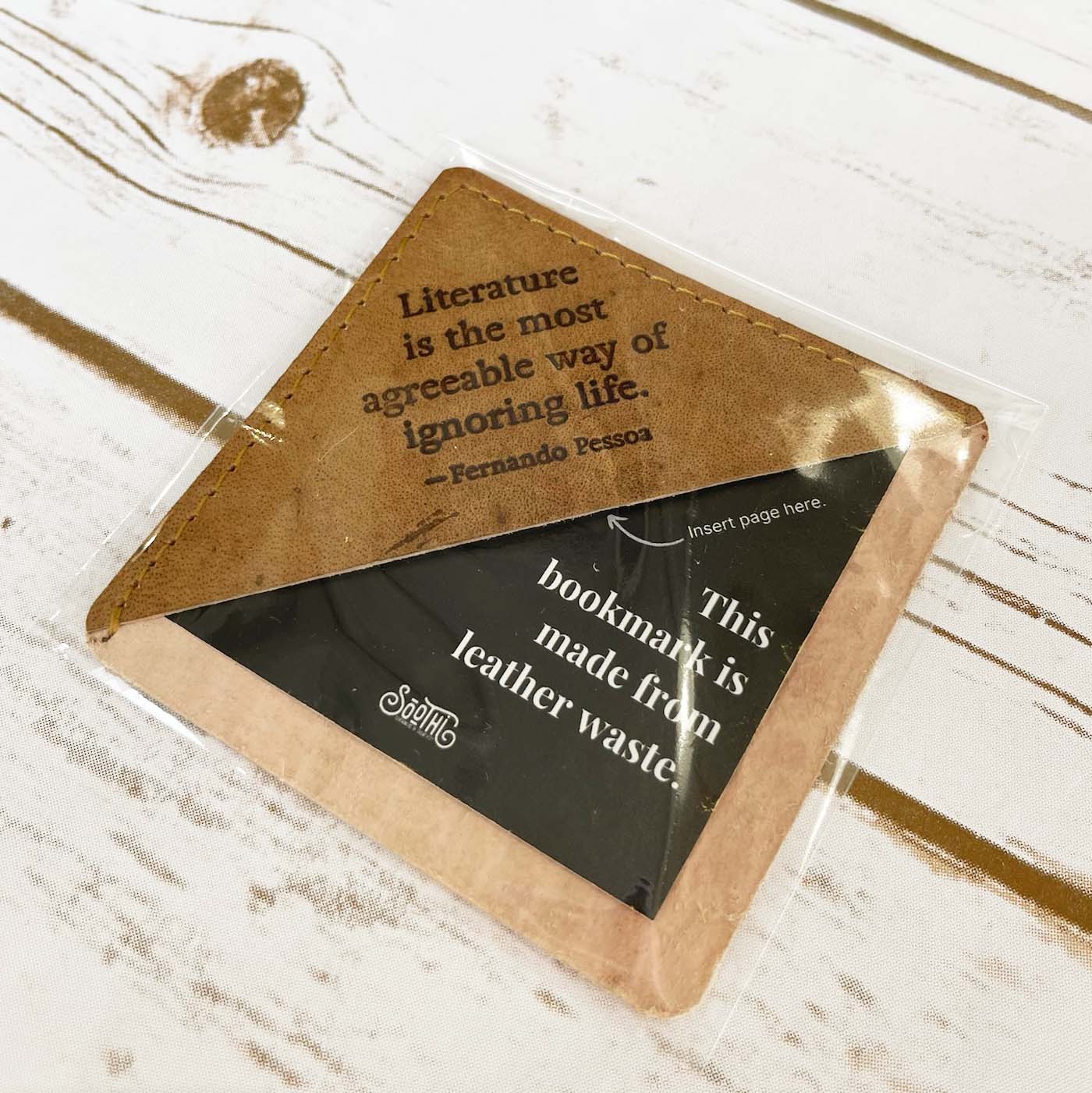 Rustic leather bookmark with quote design – perfect companion for journals, novels, and gifting