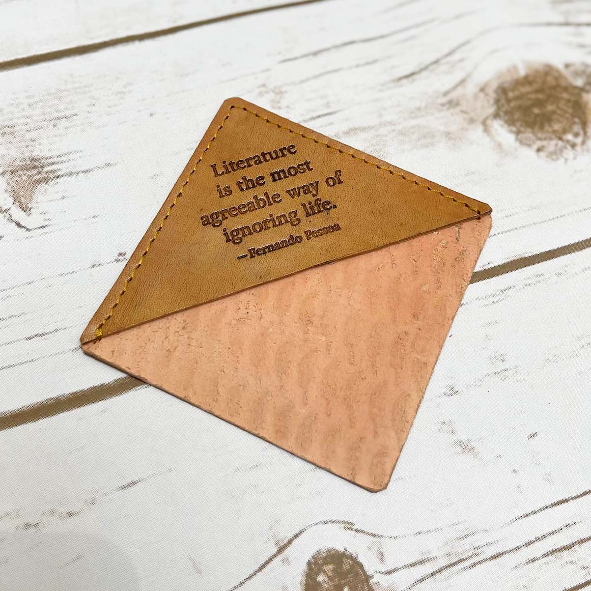 Rustic leather bookmark with quote design – perfect companion for journals, novels, and gifting