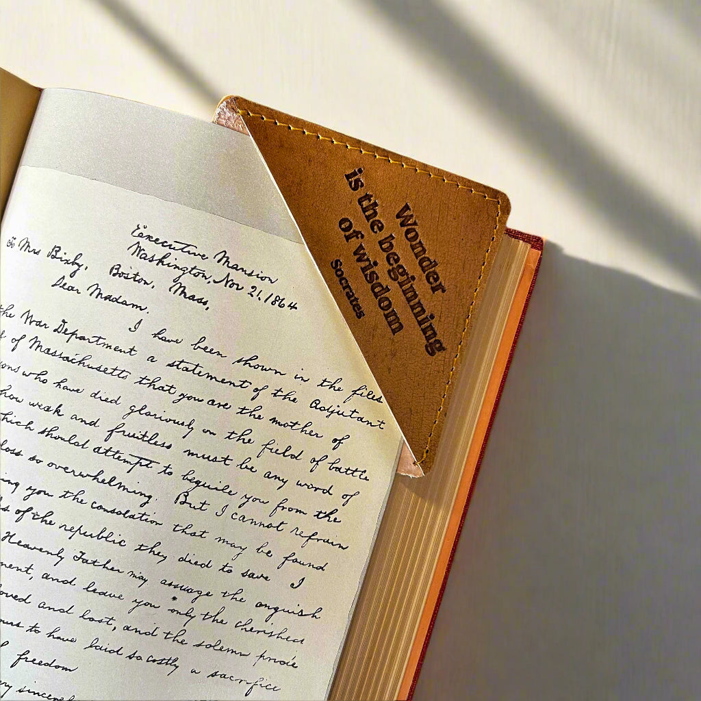Rustic leather bookmark with quote design – perfect companion for journals, novels, and gifting