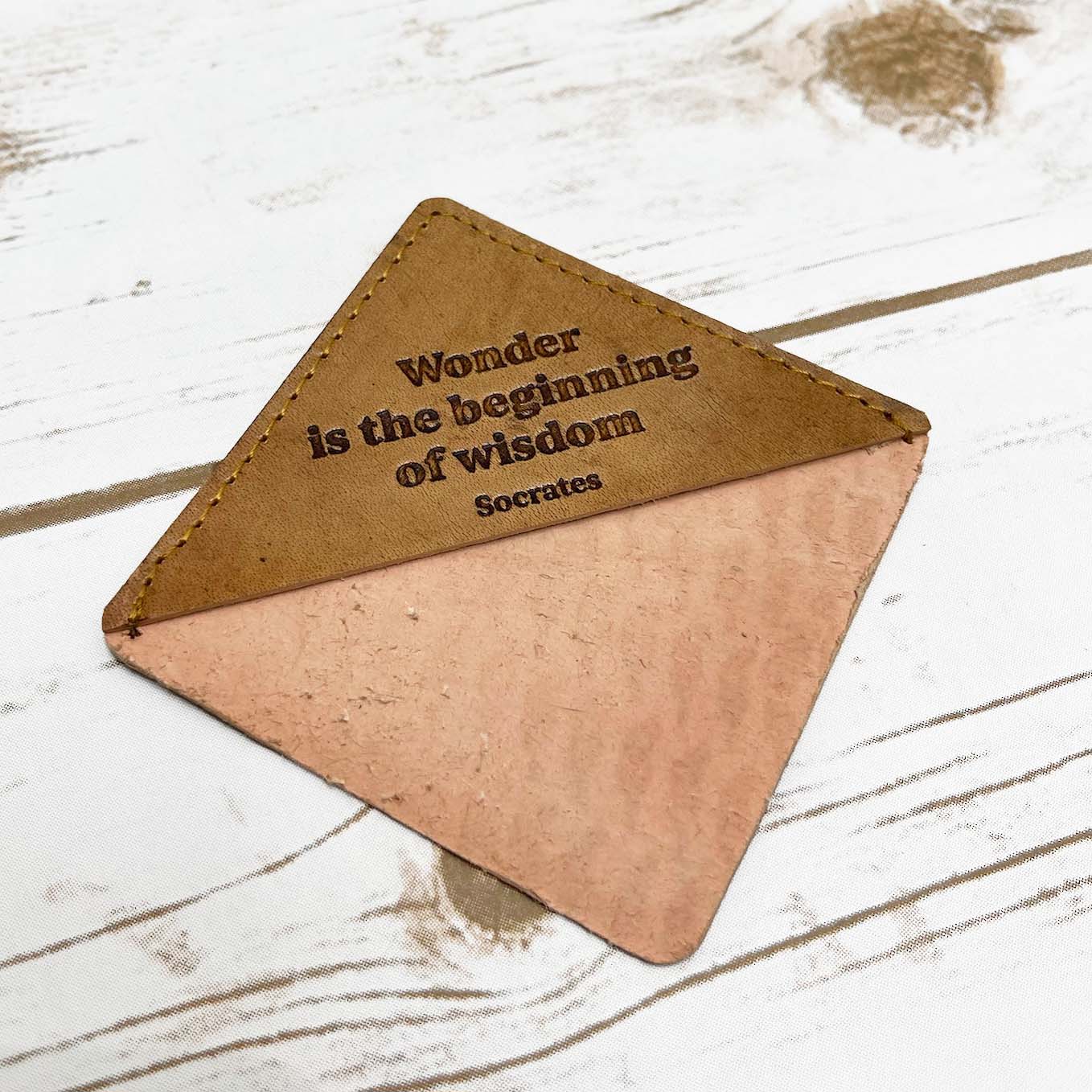 Rustic leather bookmark with quote design – perfect companion for journals, novels, and gifting