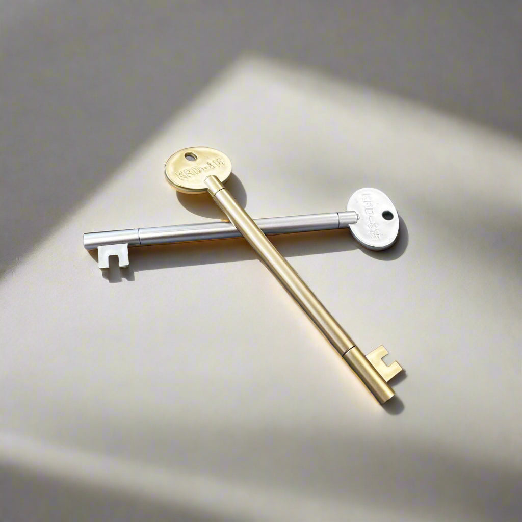 Vintage key-shaped pen in gold and silver metallic finish – unlock your creativity with every word