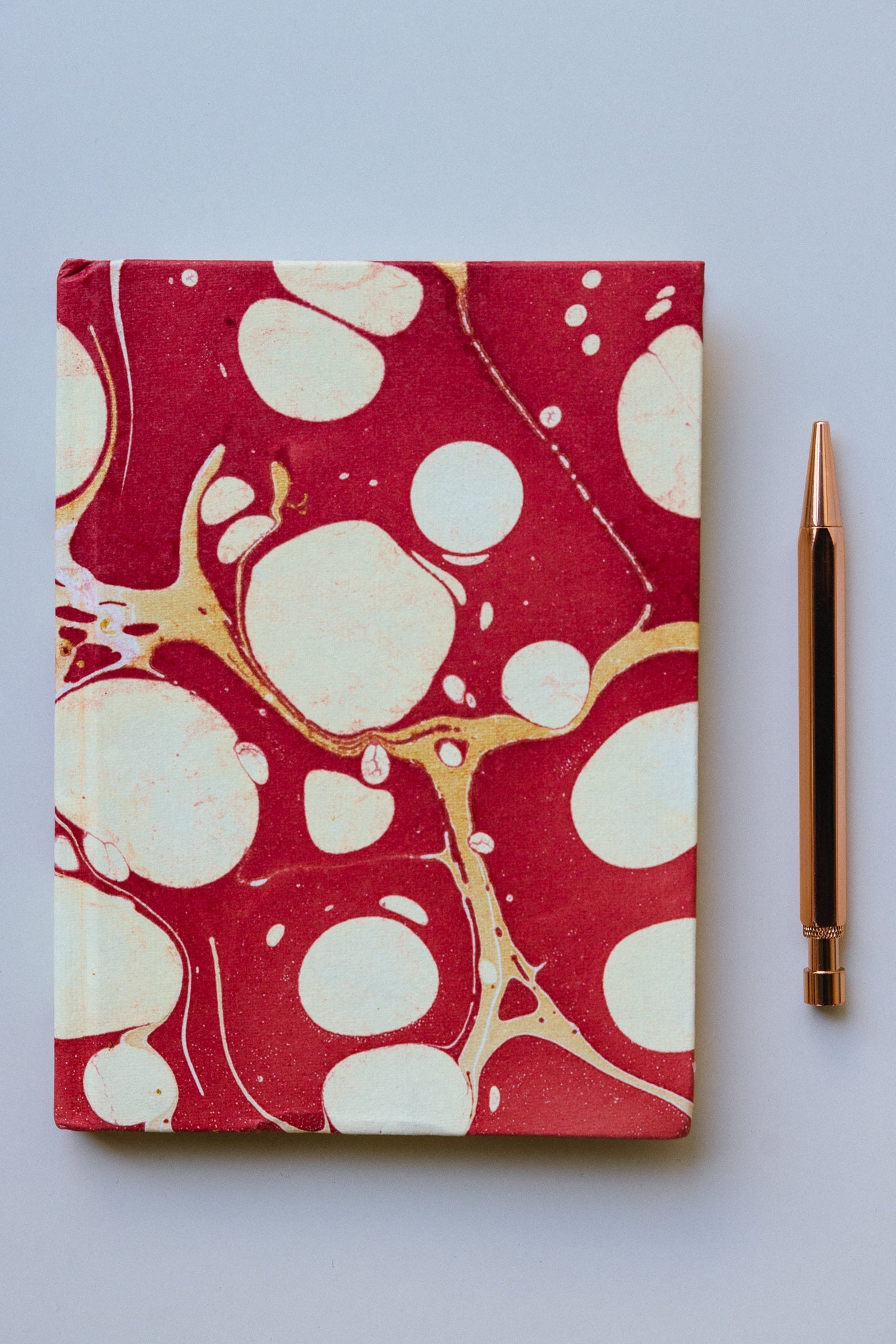 Handmade Marbled Paper Diary - Red