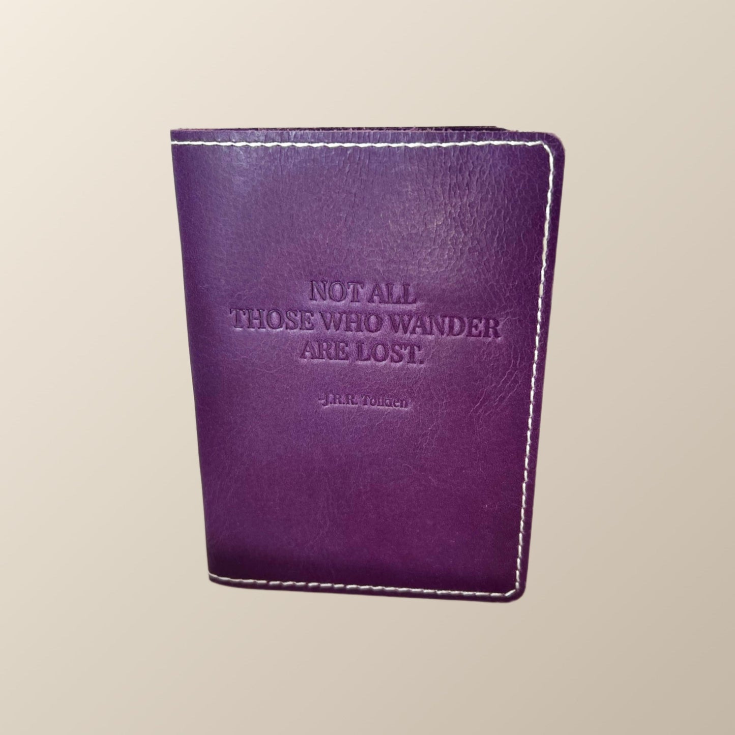 "Not All Who Wander Are Lost" Genuine Leather Passport Cover