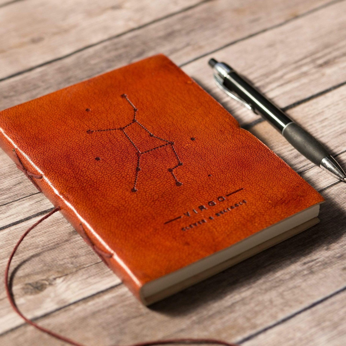 Virgo Zodiac Handmade Leather Journal - Leather Journals By Soothi