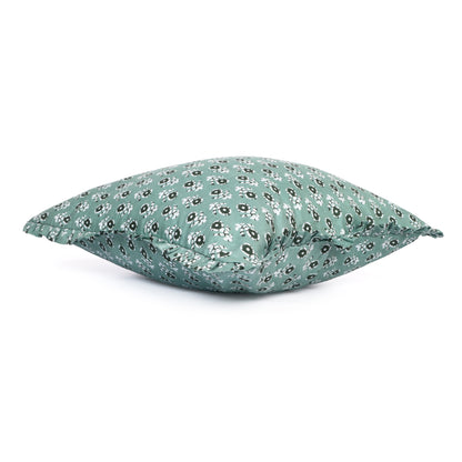 Artisan Block Print Pillow Cover - 20x20 Ruffled Cotton Throw Cushion Case
