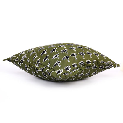 Artisan Block Print Pillow Cover - 20x20 Ruffled Cotton Throw Cushion Case