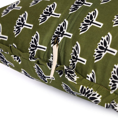 Artisan Block Print Pillow Cover - 20x20 Ruffled Cotton Throw Cushion Case