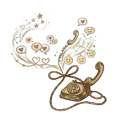 Vintage telephone with decorative elements on a white background