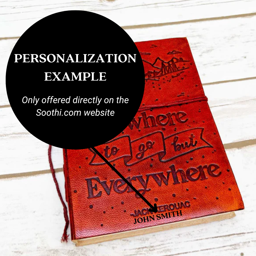 Creative leather sketch journal with motivational quote – great for mixed media, journaling, or idea capturing