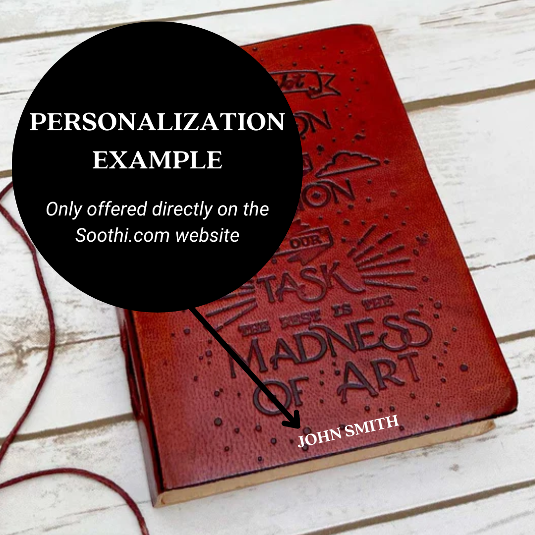 Artisan leather notebook with inspirational quote – perfect for drawing, painting, or daily journaling