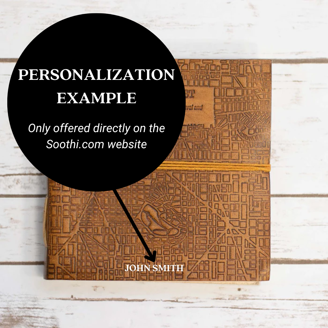 Leather journal with “Wanderlust” engraving – travel-inspired, handcrafted notebook for writing, sketching, and adventure journaling