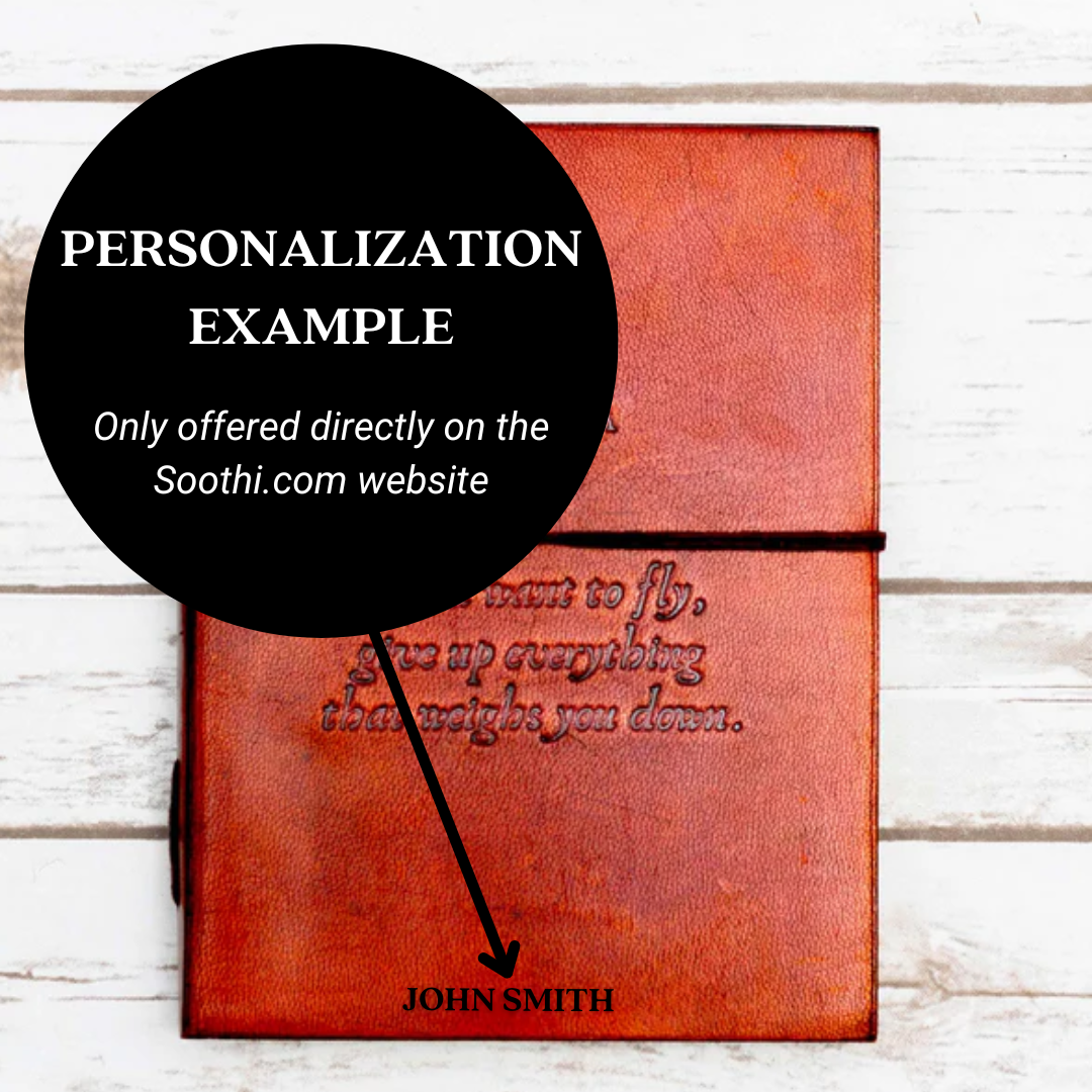 Artisan leather journal with poetic quote embossed – sustainable notebook for mindful writing and creative flow