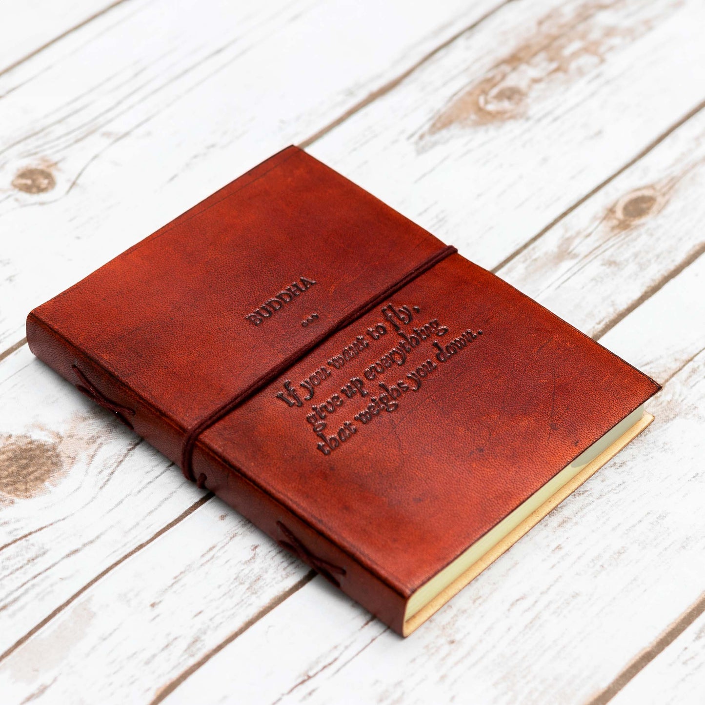 Buddha If You Want To Fly Quote Leather Journal - 8x6 Size